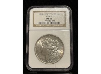 1887 Over 1887 Top 100 NGC MS64 - Morgan Silver Dollar VAM-5