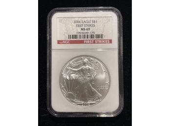 2006 NGC MS69 'First Strikes' Silver Eagle
