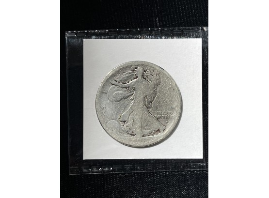 1916-D Walking Liberty Half Dollar Front Cleaned