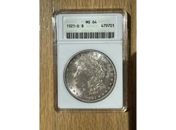 1921-D ANACS MS64 Morgan Silver Dollar