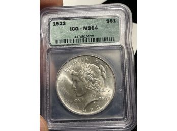 1923 IGC MS64 Silver Peace Dollar