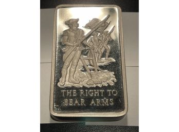 Silver Bar 'Right To Bear Arms' 10.4 Oz. Sterling Silver