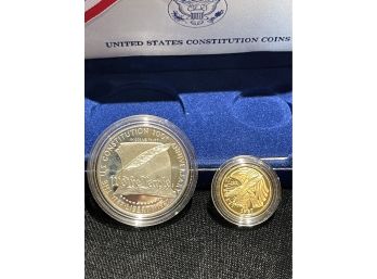 1987-S Proof US Constitution Coins ($5 Gold & Silver Dollar)