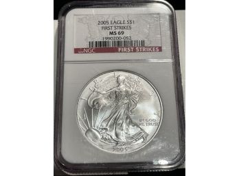 2005 NGC MS69 First Strikes Silver Eagle