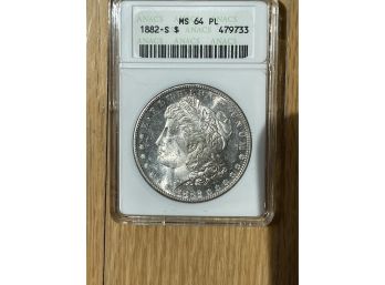 1882-S ANACS MS64 PL Morgan Silver Dollar