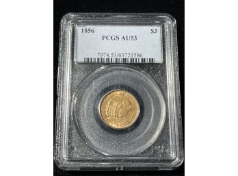 1856 PCGS AU53 Three Dollar Gold