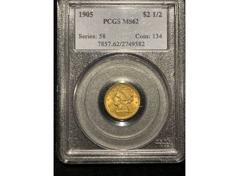 1905 PCGS MS62 Liberty $2.50 Gold
