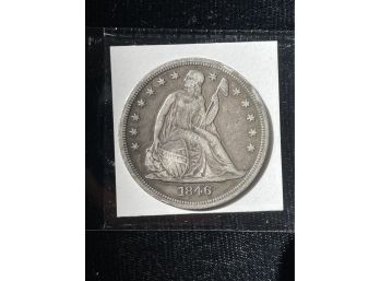 1846 Seated Liberty Silver Dollar Nice Type Coin