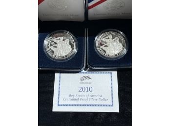 Two Coins - 2010 Boy Scout Centennial Silver Dollars Proof