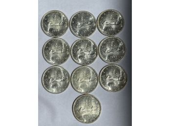 10 - 1966 Canadian Silver Dollars