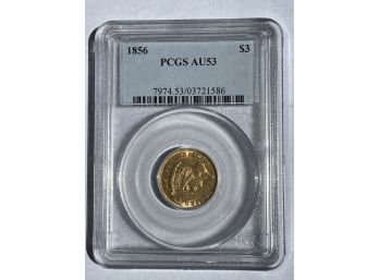 1856 $3 Gold Princess AU53 PCGS