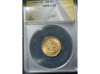 1899-S $5 Gold Piece MS60