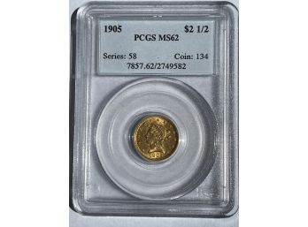 1905 $2.50 Gold Liberty MS62 PCGS