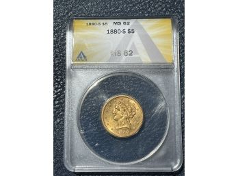 1880-S $5 Gold Piece MS62