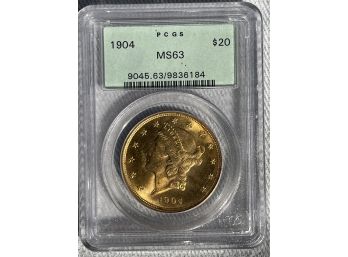 1904 Twenty Dollar Liberty Gold Beauty MS63 PCGS Old Holder