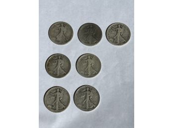 7 Key Date Walking Liberty Half Dollars (1916-D, Two 1918-S, 1938-D, 1917-D, 1921-S)