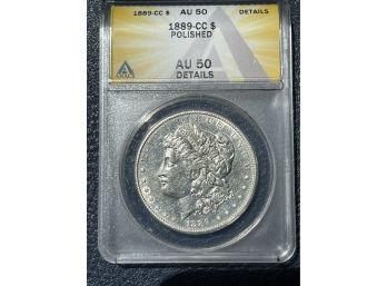 1889-CC Silver Dollar AU50 Details Polished