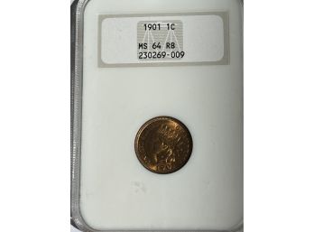 1901 Indian Penny MS64 RB NGC