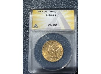 1888-S $10 Gold Piece AU58