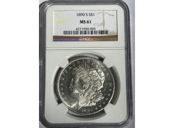 1890-S Morgan Silver Dollar MS61 NGC