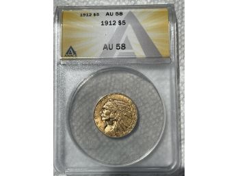 1912 $5 Gold Piece AU58