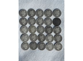 25 Barber Silver Dimes Nice Condition