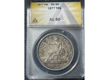 1877 Trade Silver Dollar AU50