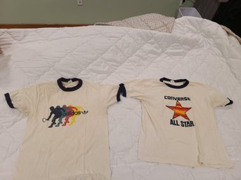 Two Vintage T Shirts Adidas And Converse All Stars Size Large 1970s