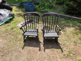 Matching Pair Vintage S. Bent & Brothers Colonial Childs Rocking Chairs