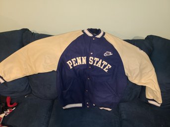 Retro Nike Penn State Varsity Jacket Leather Sleeves 1990s Size Medium.