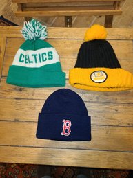 Set Of 3 Retro Winter Hats Boston Fans  Bruins Celtics And Pats