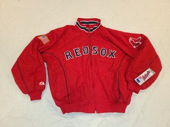 New With Tags, Vintage  Red Authentic Majestic. Men's Large Red Sox Jacket. Red