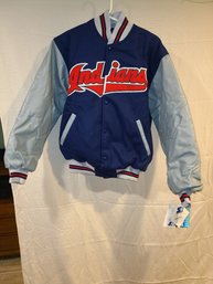 NEW W Tags  Vintage Starter Cleveland Indians  Leather And Wool Bomber Stitched Size Medium Amazing