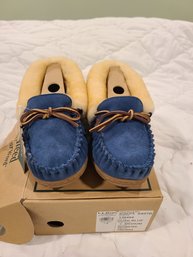 New LL Beans Womens Wicked Dusk Blue Mocasins  Size 7