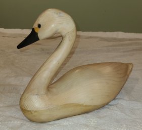 Dux-dekes-large-carved-wood-swan-decoy Signed  Tundra Swan 1994 17'L 11'h