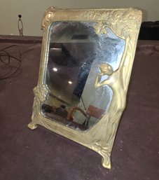 Antique Brass Decorative Mirror Twelve Inches Tall