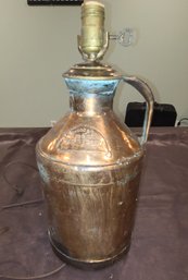 Antique  1927 Hood 8 Liter Jub  Lamp Encased In Copper