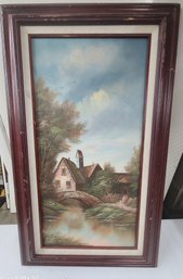 Vintage Original Oil Painting Signed By Phoebe 30'H X 17.5 W Five