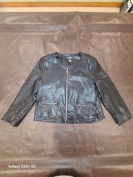 Li Claiborne Petite  PXL Immitaion Leather Biker Jacket Like New
