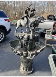 Cowboy Garden Fountain Plaster With Water Hookup