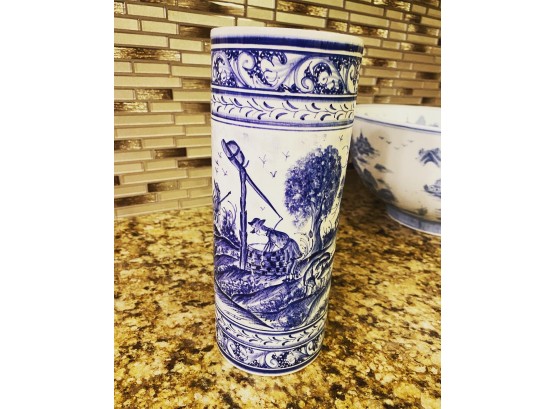 Blue & White Portuguese Vase