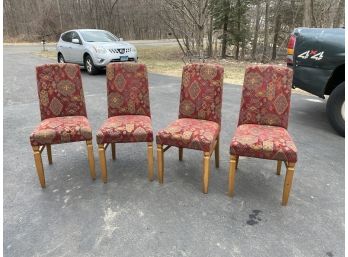 4 Red Upholstered Chairs Made In Italy