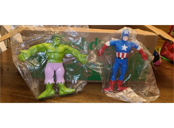 1989 Marvel Just For Toys New In Package Captain America And Hulk Retro Bendable Figures