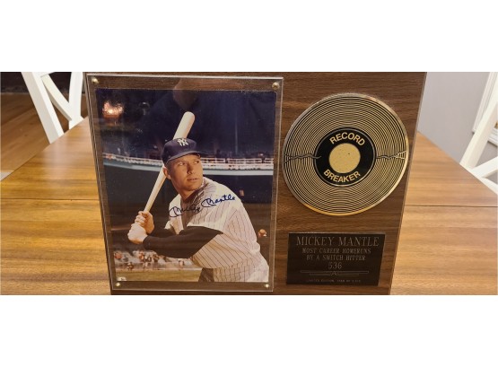 MICKEY MANTLE SIGNED  Record Breaker Plaque Ltd 1765 Of 2,415   CERTIFIED GREAT FOR COLLECTION