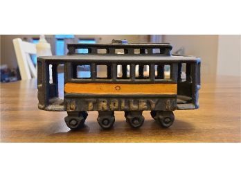 Antique  Trolley Car Early 1900s #14 Cast Iron 7'