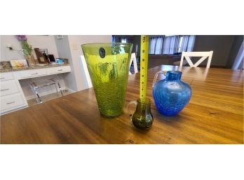 Vintage Pilgrim And Hand Blown Glass Vases And Creamer