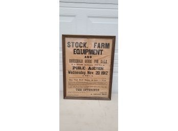 Antique  LiveStock And Farm Equipment Advertisement  Greenwich, CT 26x20