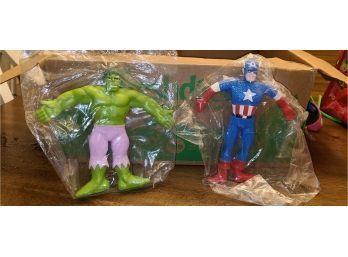 1989 Marvel Just For Toys New In Package Captain America And Hulk Retro Bendable Figures