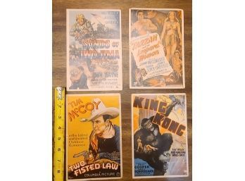 Vintage  1971 Movie Postcards 8x6 Including King Kong Tarzan  Sands Of Iwo Jima And 2 Fisted Law