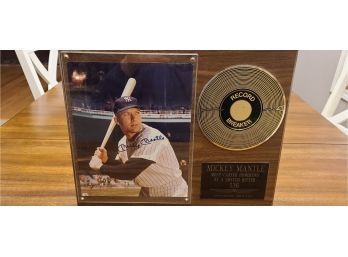 MICKEY MANTLE SIGNED  Record Breaker Plaque Ltd 1765 Of 2,415   CERTIFIED GREAT FOR COLLECTION